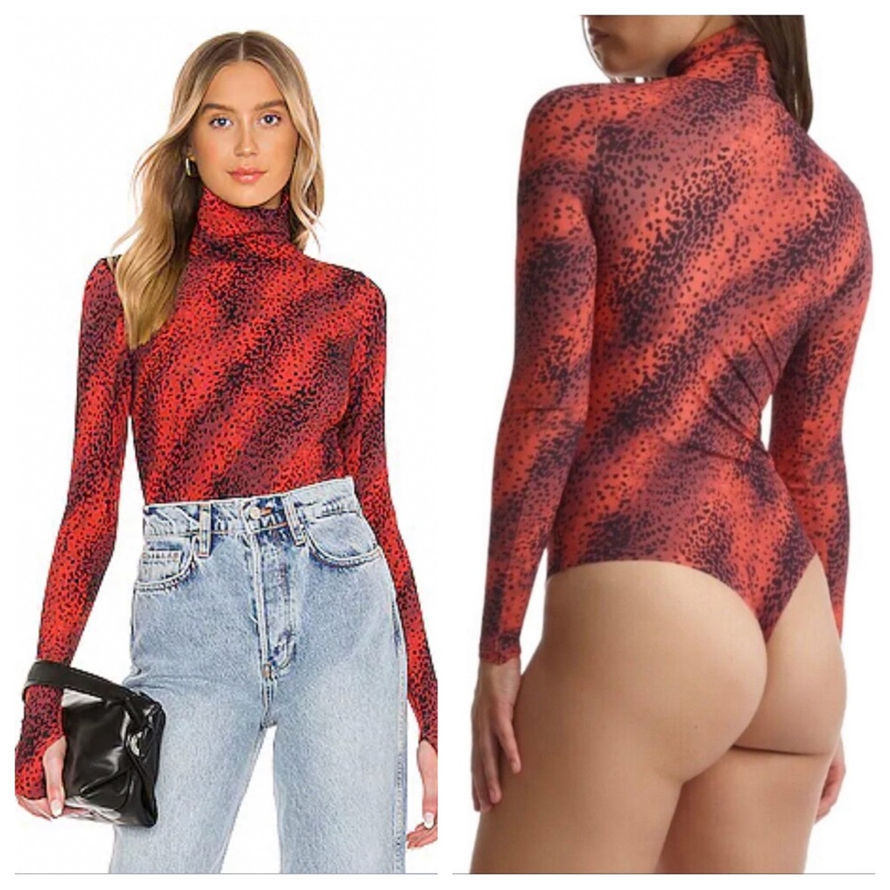 Commando Red Seamless Animal Print Thong Bodysuit - Picture 2 of 8